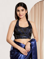 Joban Fashion Navy Blue Cotton Padded Blouse With Square Neck Sleeveless | Grocsy