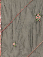 Black Embroidered Chinon Straight Kurta With Trouser & Dupatta - Salimar | Grocsy