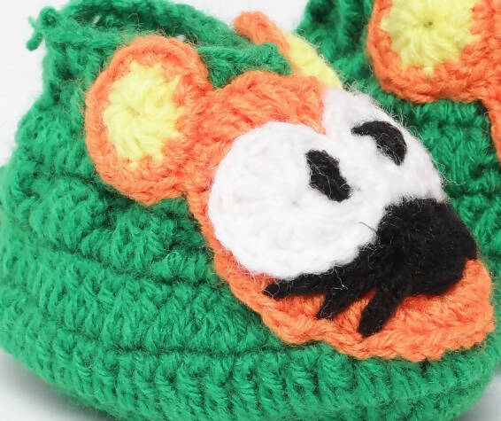 Chutput Kids Woollen Hand Knitted Mouse Detailed Booties - Green | Grocsy