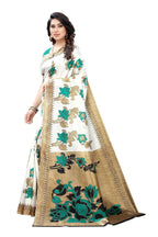 Vamika White Printed Art Silk Saree | Grocsy