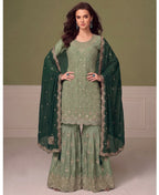 KC Heavy Chinon Pista Green Salwar Suit For Women Ethnic Wear | Grocsy