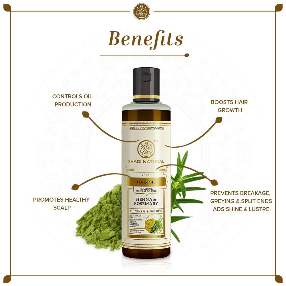 Khadi Natural Henna & Rosemary Herbal Hair Oil | Grocsy