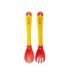 Safe-O-Kid Heat Sensitive 4 Spoons 4 Forks Set, Bpa Free, Silicone Tip, Red And Yellow | Grocsy