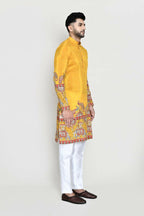 Joban Fashion White Colored Rayon Based With Digital & Sequence Work Fabric Kurta,Straight Fit Pant | Grocsy