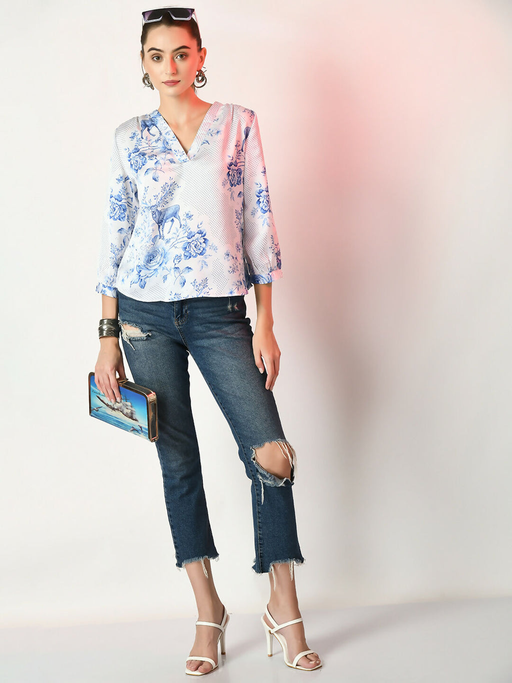 Myshka Women's White Printed Top | Grocsy