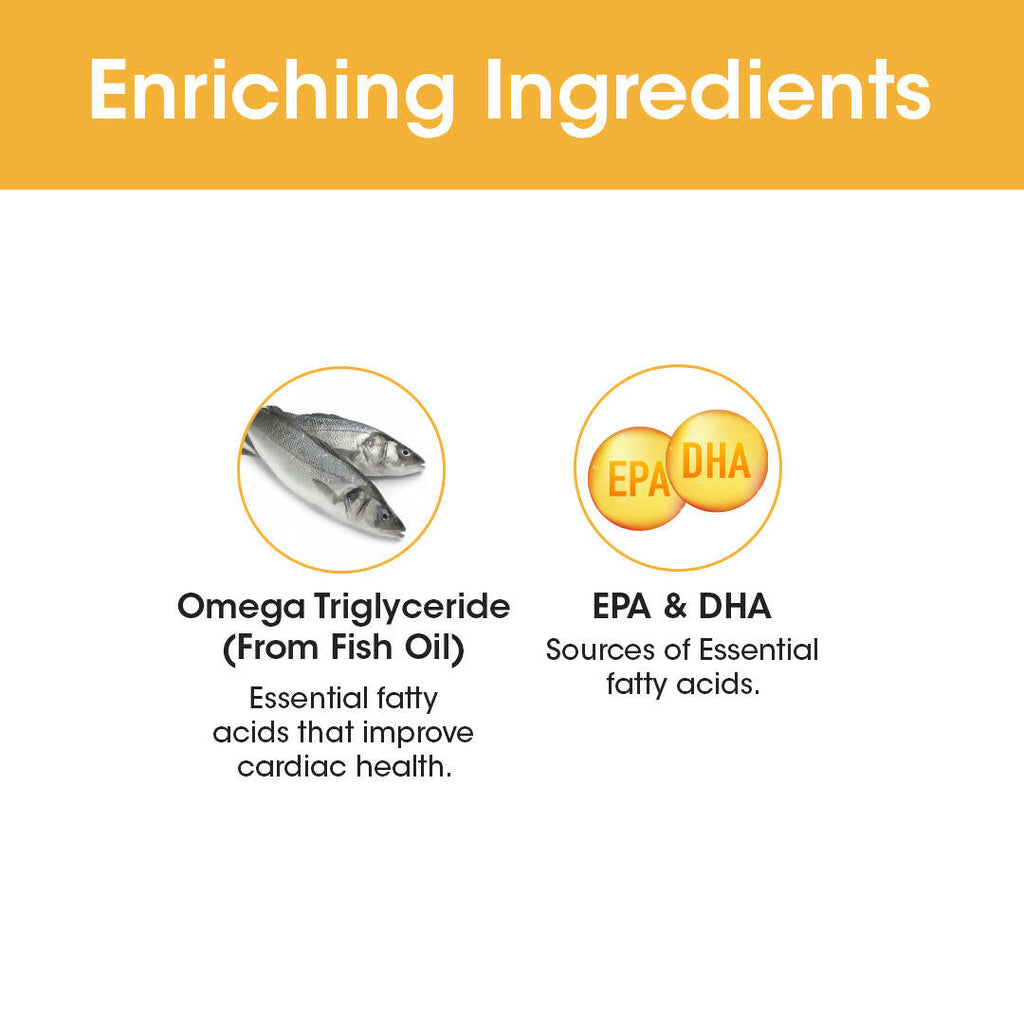 TAC - The Ayurveda Co. Omega 3 Fish Oil Soft Gel Capsules | Grocsy