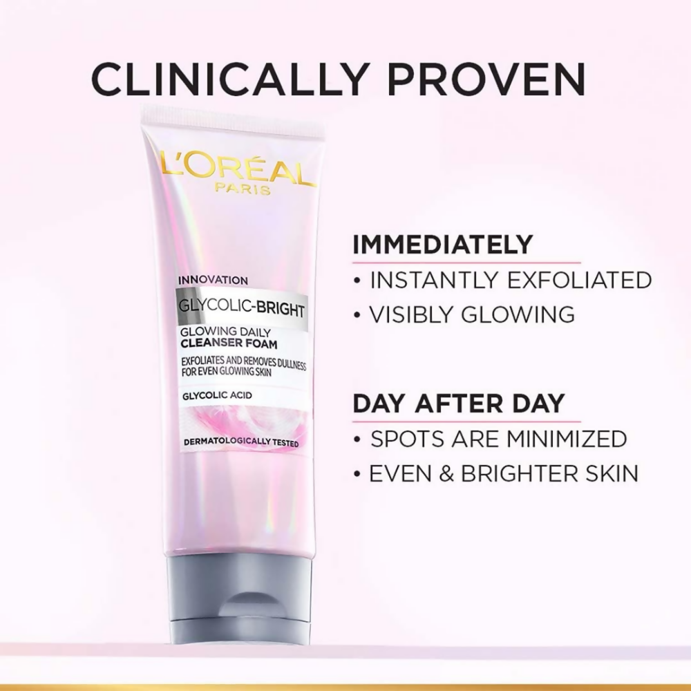 L'Oreal Paris Glycolic Bright Daily Foaming Facial Cleanser | Grocsy
