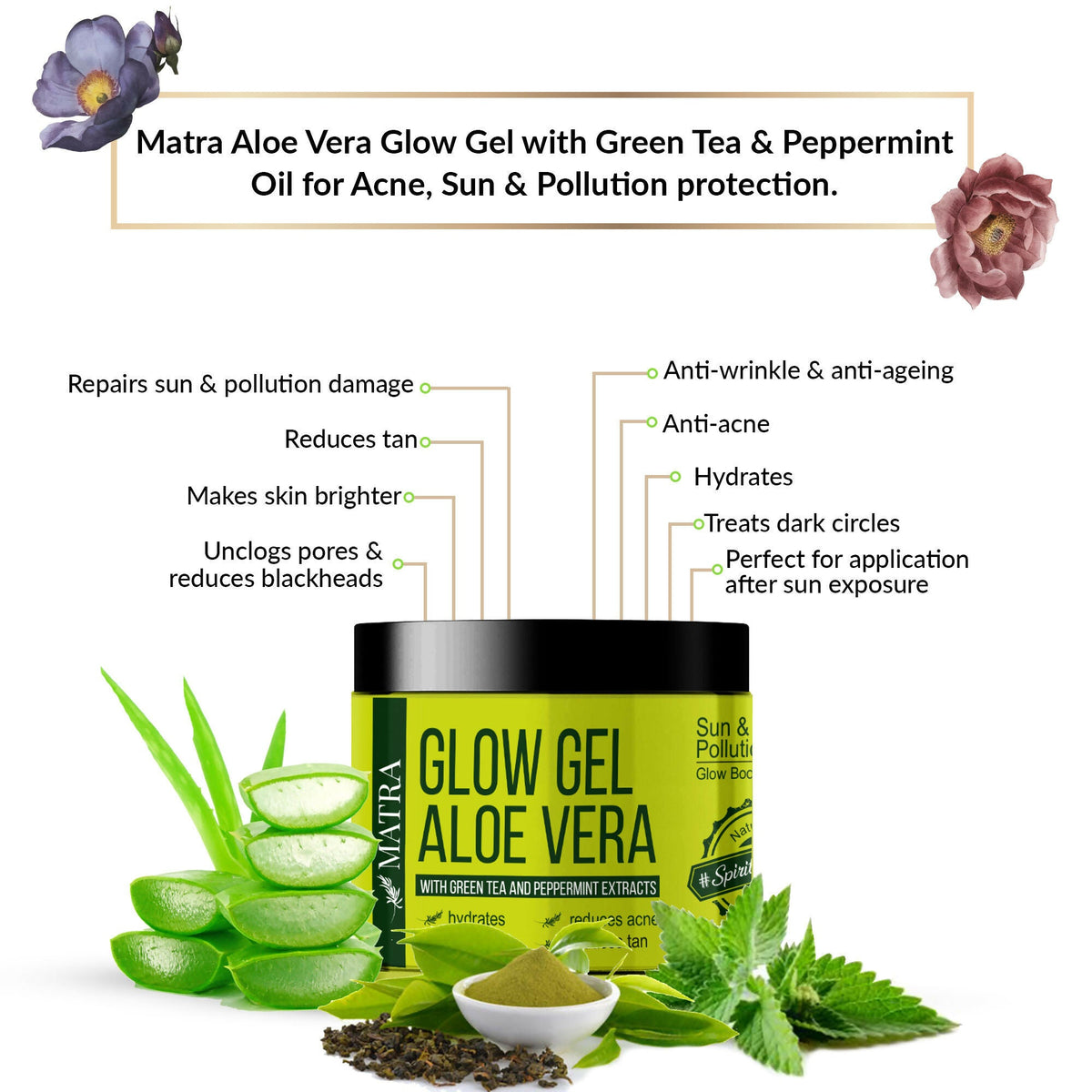 Matra Aloe Vera Glow Gel Sun & Pollution Relief with Green Tea and Peppermint Extracts | Grocsy