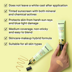 Quench Vitamin E Tinted SPF 50 Sunscreen PA+++ with both Mineral & Chemical Actives (Medium) | Grocsy