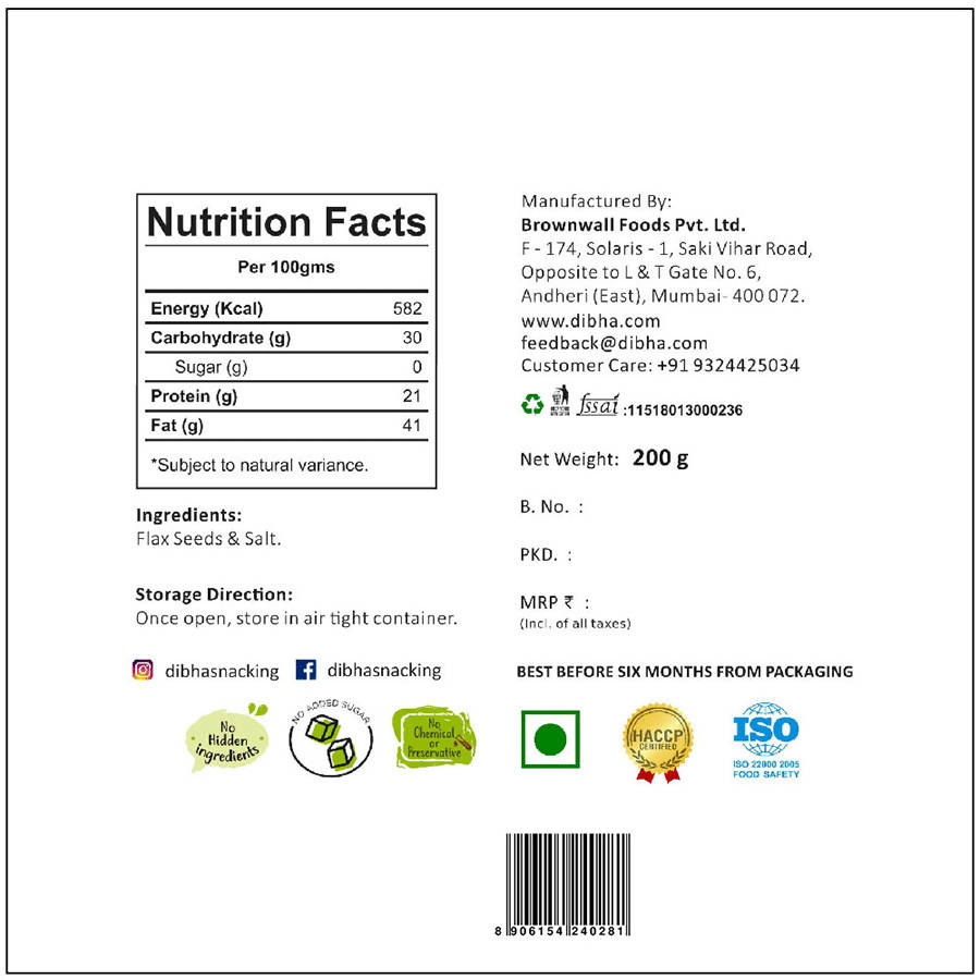 Dibha Salted Flax Seeds | Grocsy