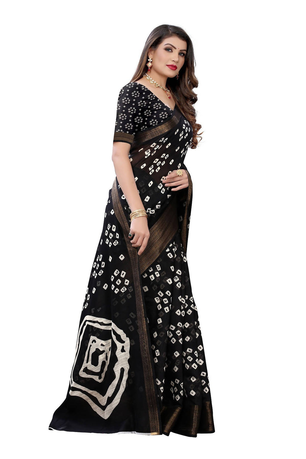 Vamika Black Linen Jari Border Saree (RADHIKA BLACK) | Grocsy