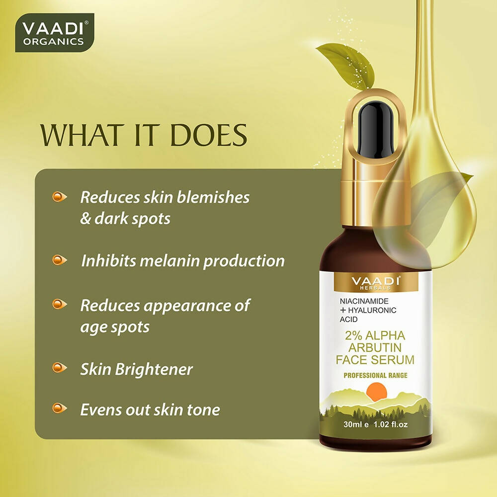 Vaadi Herbals 2% Alpha Arbutin Face Serum With Niacinamide & Hyaluronic Acid | Grocsy