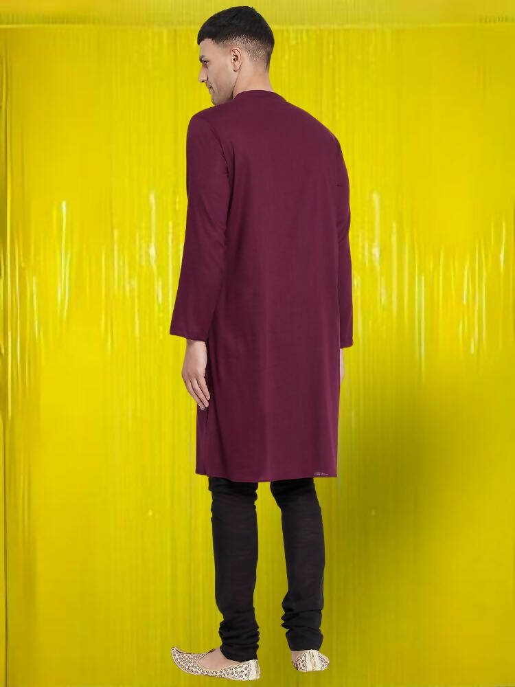 Even Apparels Pure Cotton Maroon Asymetrical Kurta - Maroon | Grocsy