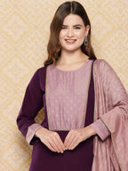 Ahalyaa Women's Traditional wear Kurta Set - Burgundy | Grocsy