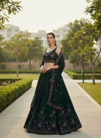 Lehenga Mart Designer Indian Wedding Lehenga Choli-Green | Grocsy
