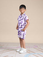Snakes and Ladders Boys Purple Table Print Shirt and Boxer Set from Siblings Collection | Grocsy