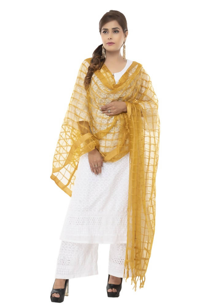 Mominos Fashion Golden Cotton Square Dupatta | Grocsy