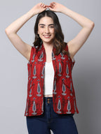 Even Apparels Maroon 100% Viscose Rayon Open Front Gillet | Grocsy