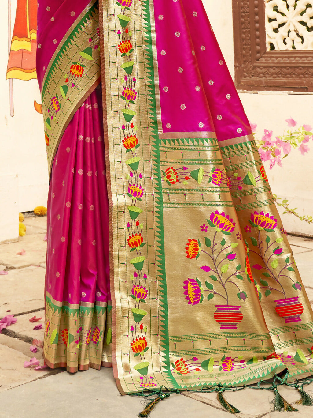 Shree Shyam Fashion Silk Blend Magenta Saree | Grocsy