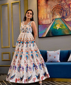 Casual Designer Offwhite Cotton Silk Gown - Anbazaar | Grocsy