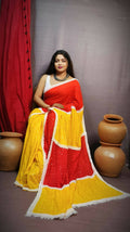 Exclusive Collection Chikankari Sequence Saree - Yellow & Red | Grocsy