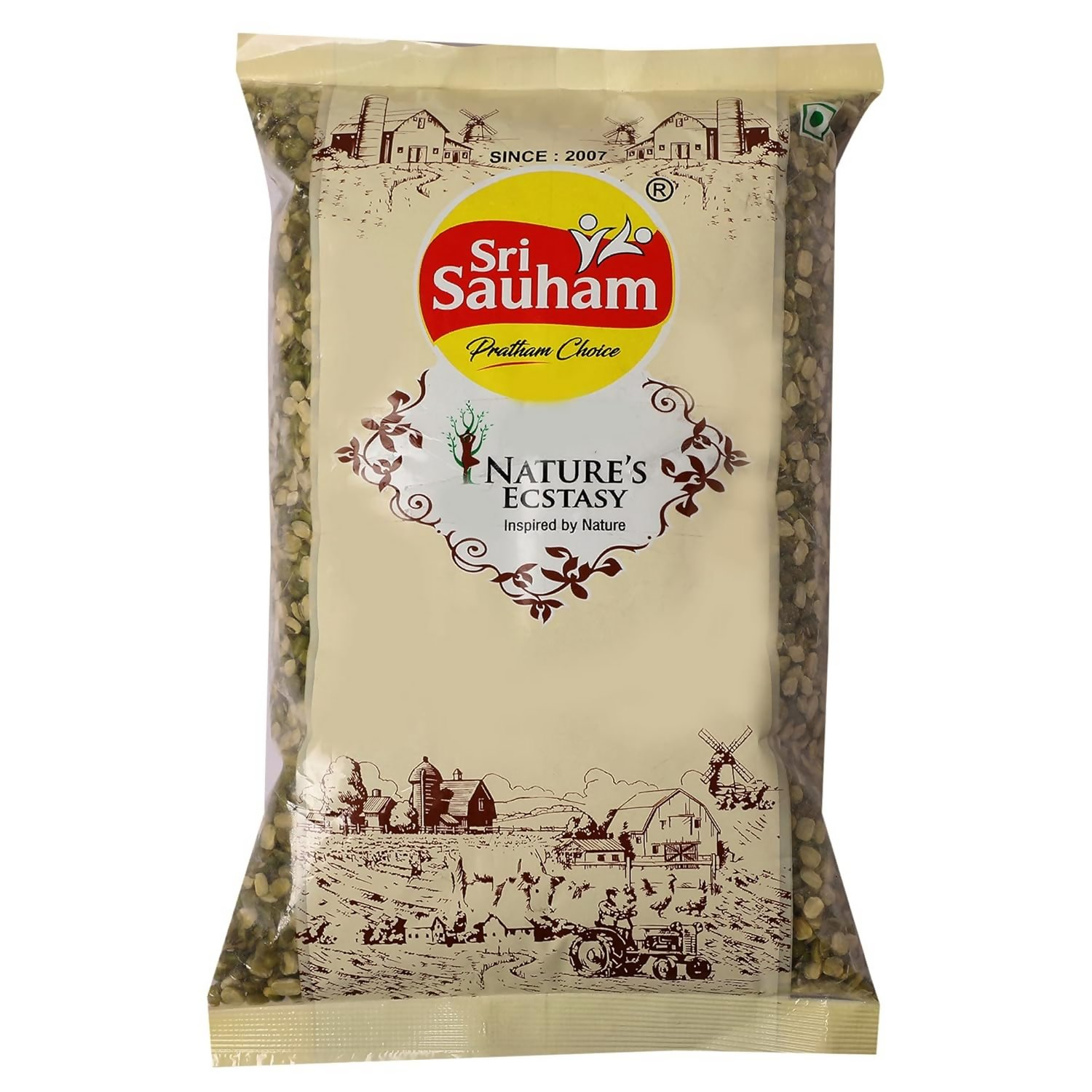 Sri Sauham Premium Unpolished Moong Chilka Dal | Grocsy
