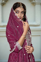 Ethnic Festive Wear Premium Chinon Fabric Wine Stitched Suit With Dupatta-Zeeya | Grocsy