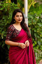 Red Jute Silk Woven Design Saree with Unstitched Blouse - A2M | Grocsy