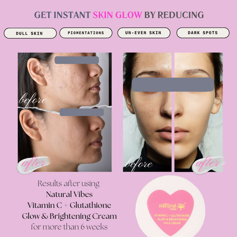 Natural Vibes Vitamin C + Glutathione Glow & Brightening Face Day & Night Cream | Grocsy
