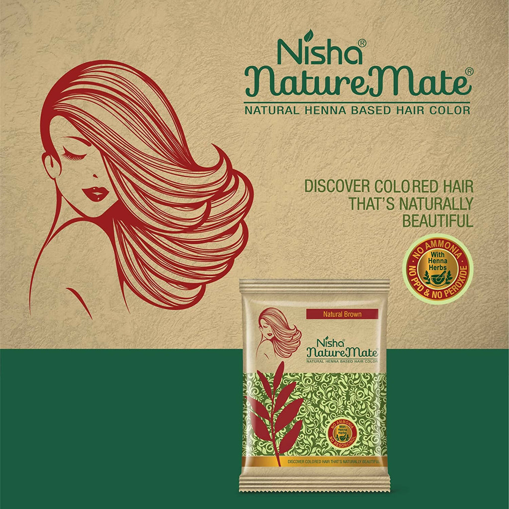Nisha Nature Mate Henna Based Hair Natural Brown Color | Grocsy