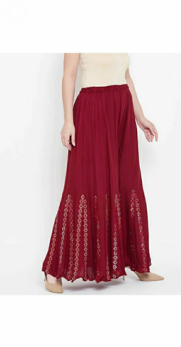 Mominos Fashion Maroon Mirror Palazzo | Grocsy