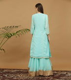 Joban Fashion Turquoise Georgette Lehenga Set | Grocsy