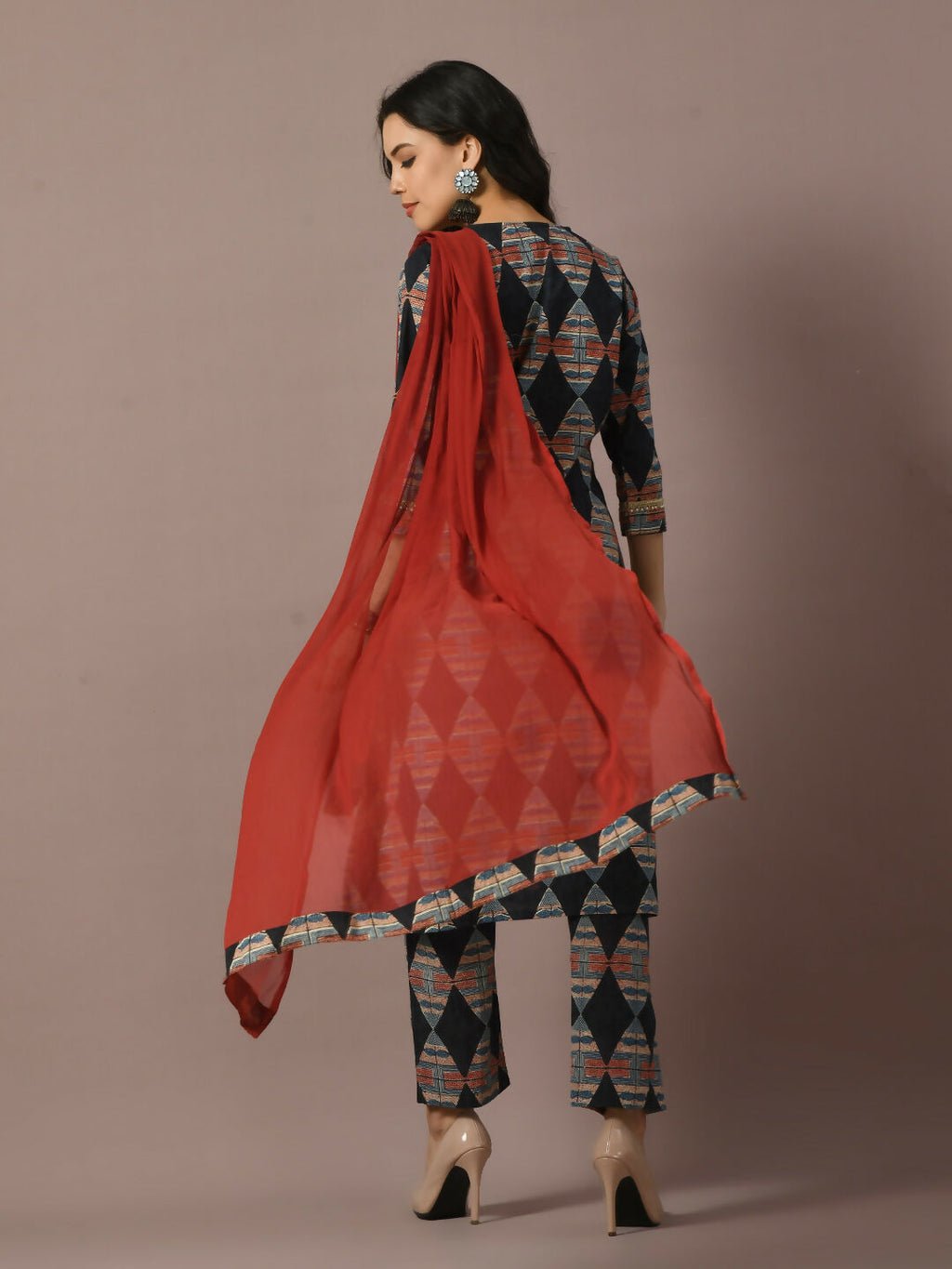 Myshka Women's Multi Printed Cotton Straight Party Kurta Set With Dupatta | Grocsy