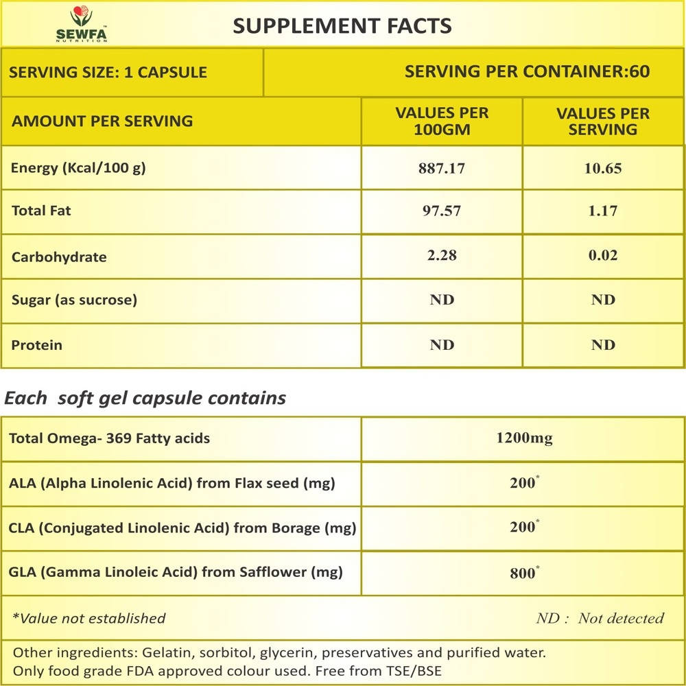 Sewfa Naturals Omega - 369 Capsules | Grocsy