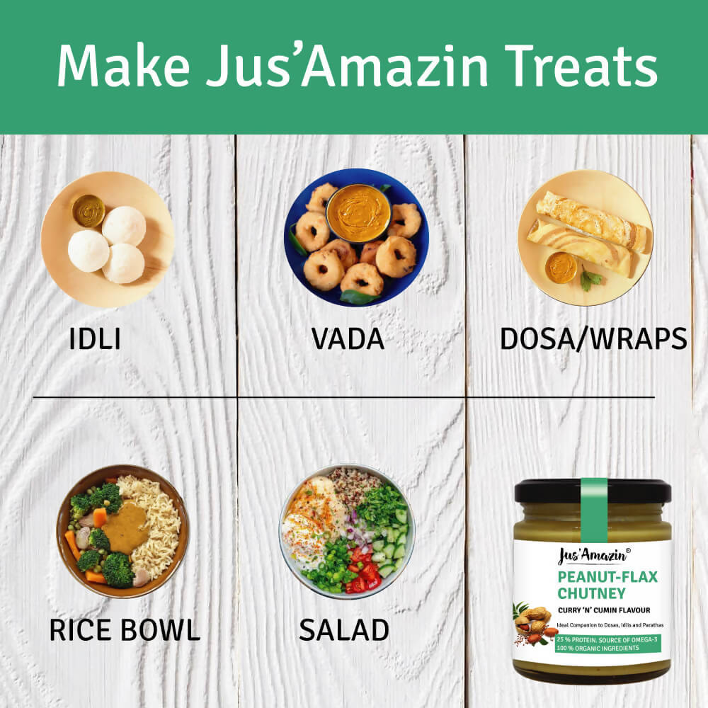 Jus Amazin Peanut Flax chutney Curry 'N' Cumin Flavour | Grocsy