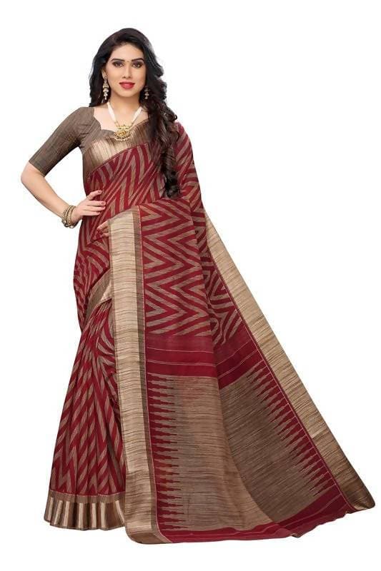 Vamika Red Linen Designer Saree (BEE RED) | Grocsy