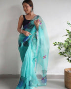 Vamsee Dillagi Sky Organza Saree | Grocsy