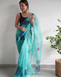 Vamsee Dillagi Sky Organza Saree | Grocsy