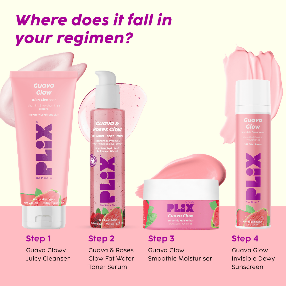 PLIX The Plant Fix Glow bright with Vitamin C Cleanser & 2-in-1 Toner Serum | Grocsy