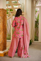 Aayaa Designer Cotton Silk Farshi Salwar Set - Pink | Grocsy