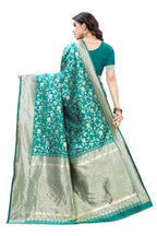 Vamika Banarasi Jacquard Weaving Rama Green Saree (PARINITI RAMA) | Grocsy