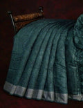 Bottle Green Self Printed Semi Chanderi Saree By Gayathri Reddy Designer Studio | Grocsy