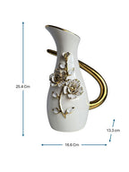 Sun Mun Decors Premium & Elegant White & Golden Ceramic Jar Shaped Vase | Grocsy