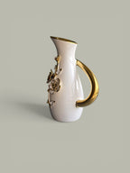 Sun Mun Decors Premium & Elegant White & Golden Ceramic Jar Shaped Vase | Grocsy