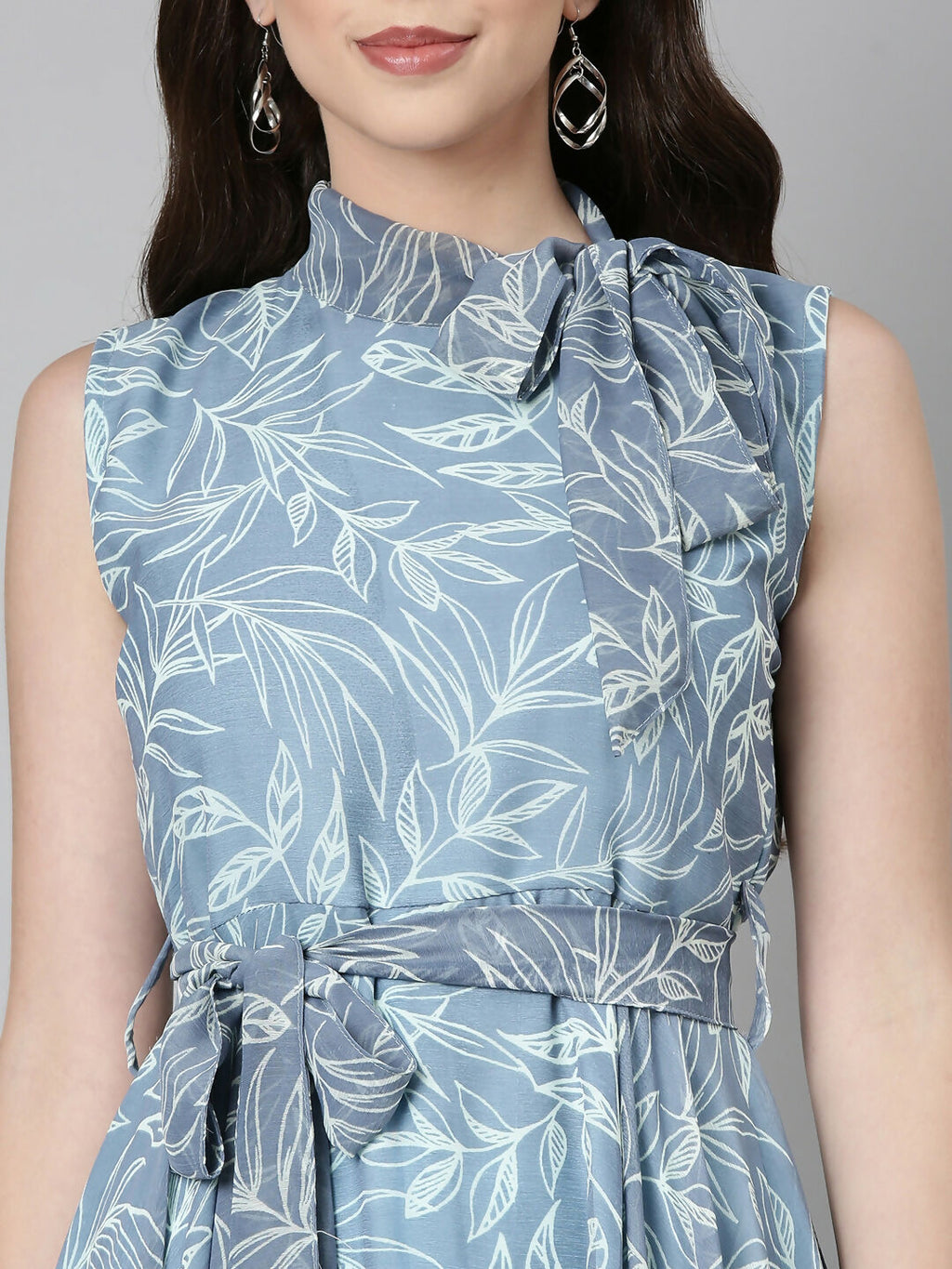 Souchii Grey Floral Chiffon Maxi Dress | Grocsy