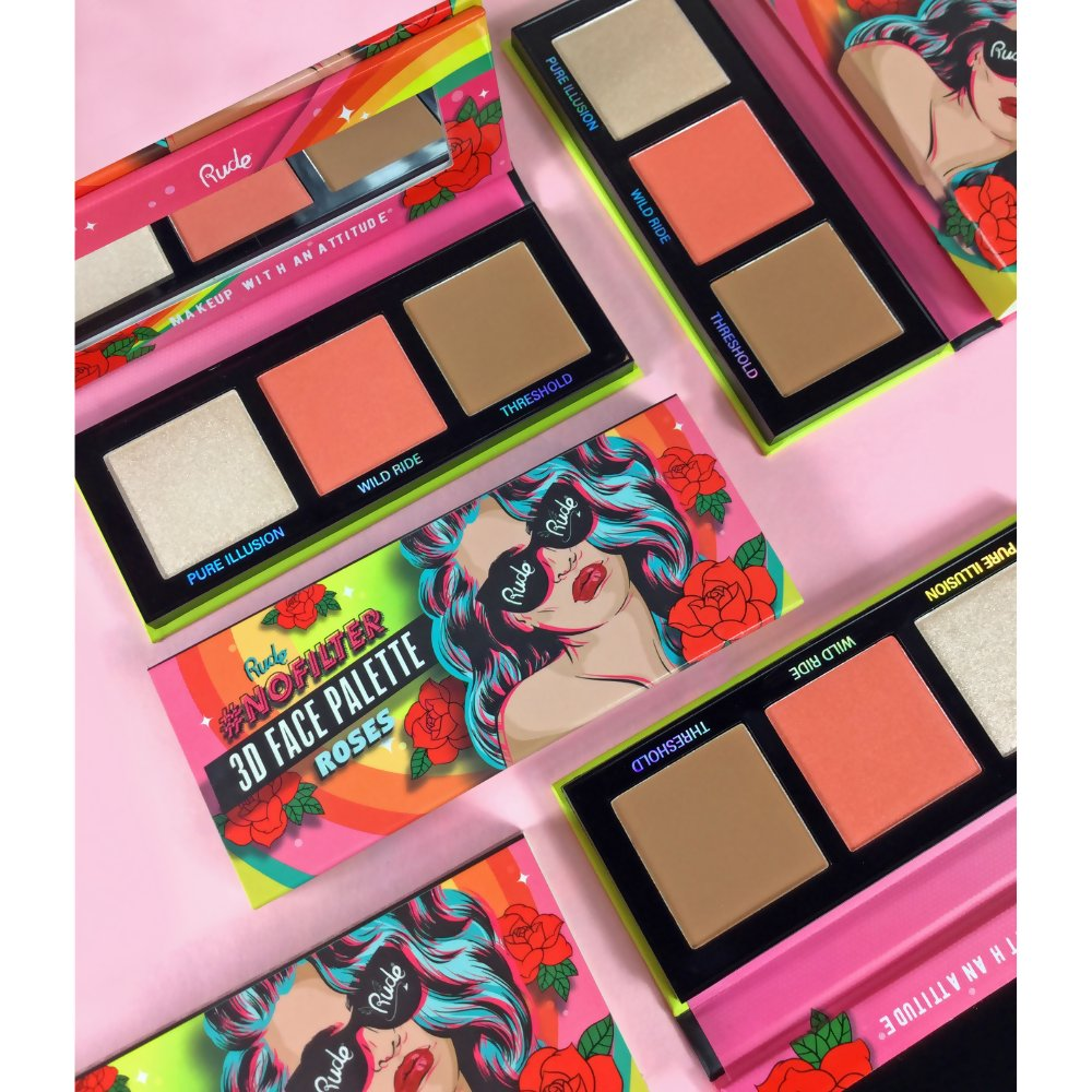 Rude Cosmetics Nofilter 3d Face Palette - Roses | Grocsy