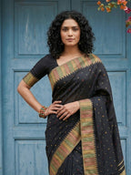 Shree Shyam Fashion Black Silk Blend Saree | Grocsy
