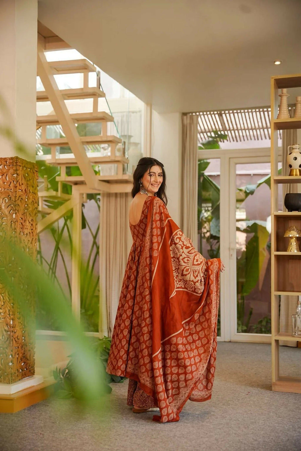 Aayaa Designer Cotton Silk Suit - Maroon | Grocsy