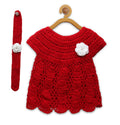 ChutPut Hand knitted Crochet Red Wedding Wool Dress For Baby Girls | Grocsy