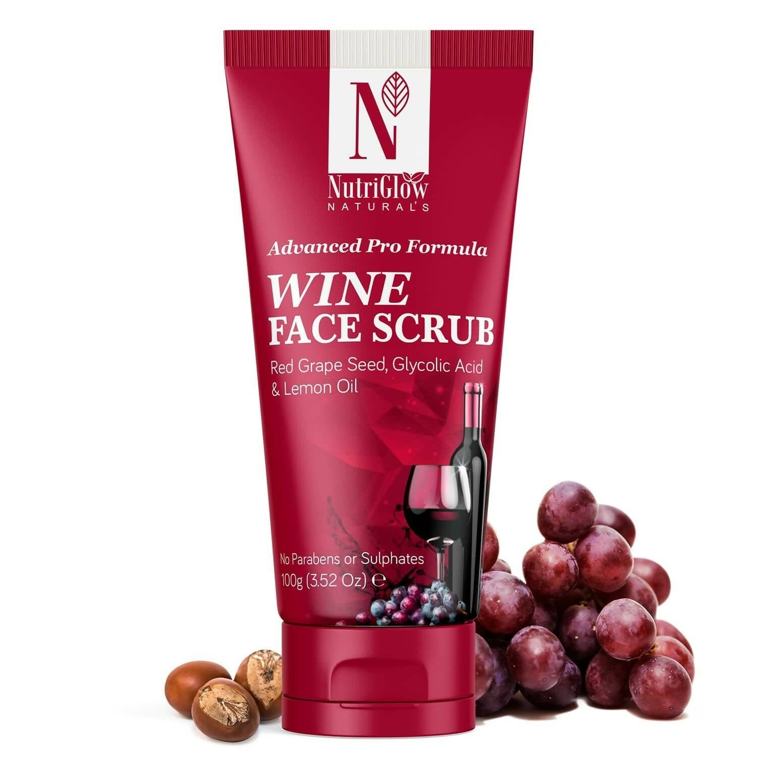 NutriGlow NATURAL'S Advanced Pro Formula Wine Face Scrub | Grocsy